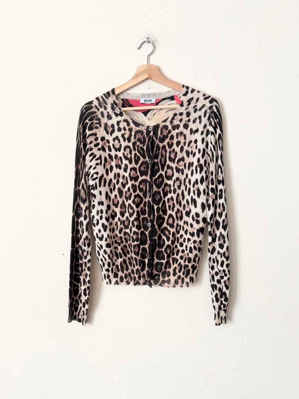 MOSCHINO Cheap and Chic small (?) silk & cashmere animal print cardigan
